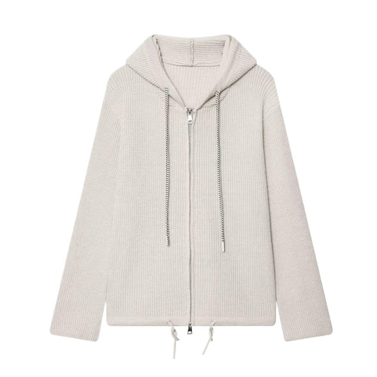 Damen Grobstrick-Kapuzenjacke mit Reißverschluss und Kordelzug Nord Taschen