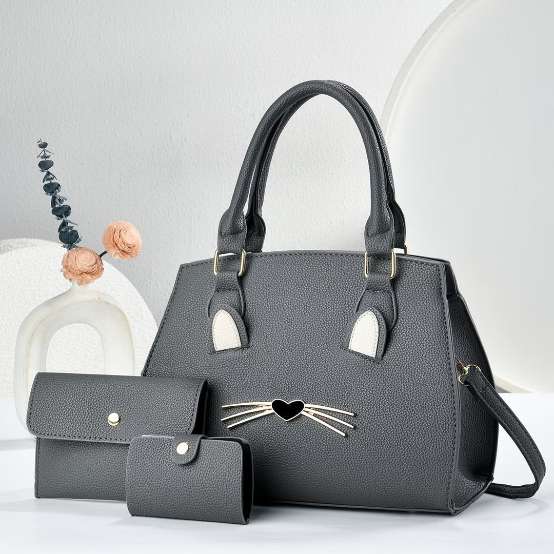 Damen Handtasche im verspielten Katzen-Design mit abnehmbarer Geldbörse Nord Taschen