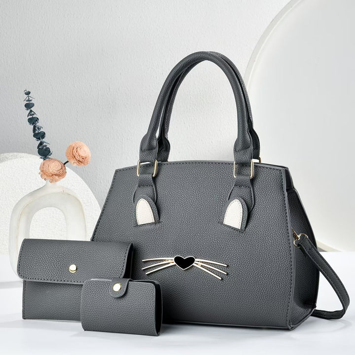 Damen Handtasche im verspielten Katzen-Design mit abnehmbarer Geldbörse Nord Taschen