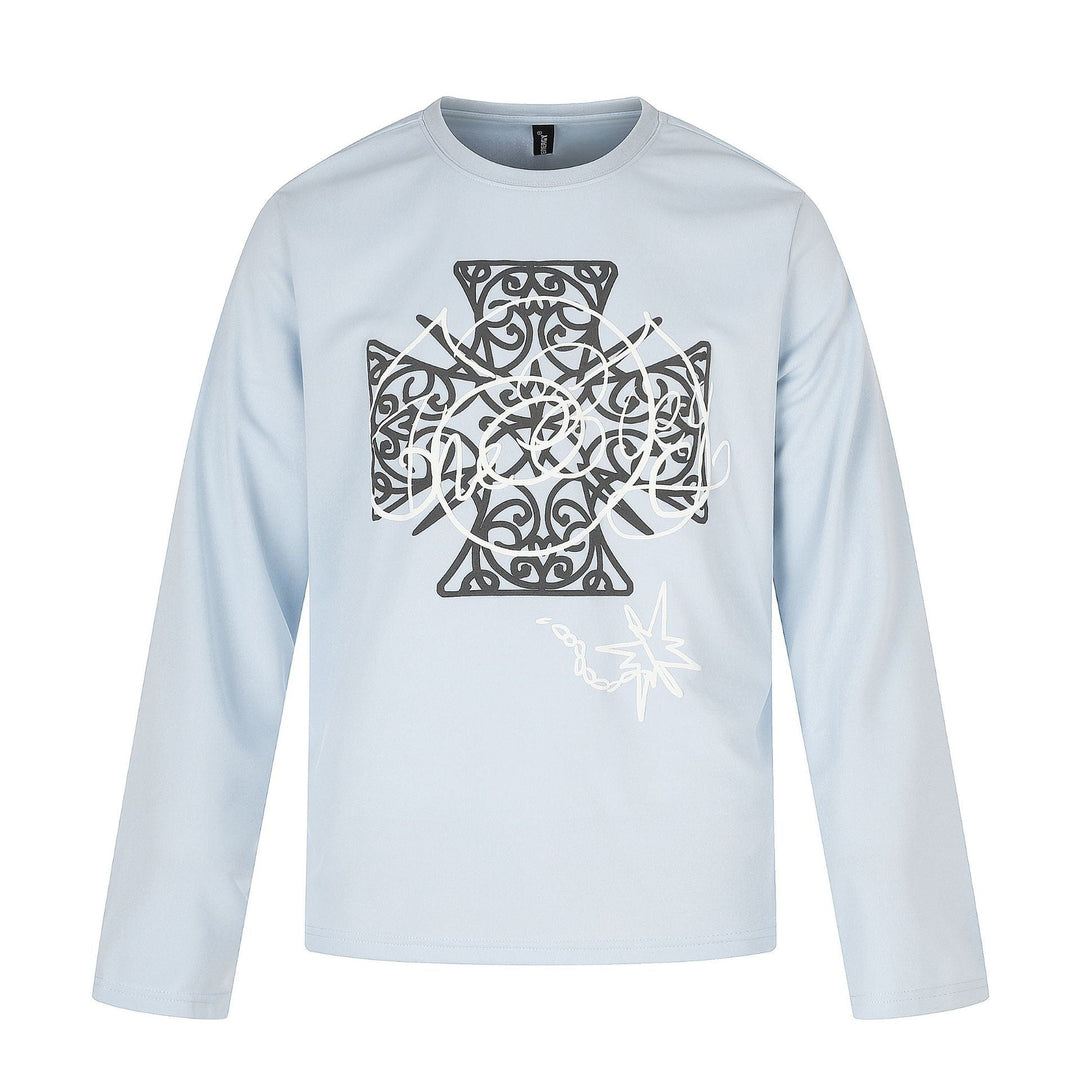 Damen Langärmliges Rundhals-Shirt mit dekorativem Print Nord Taschen