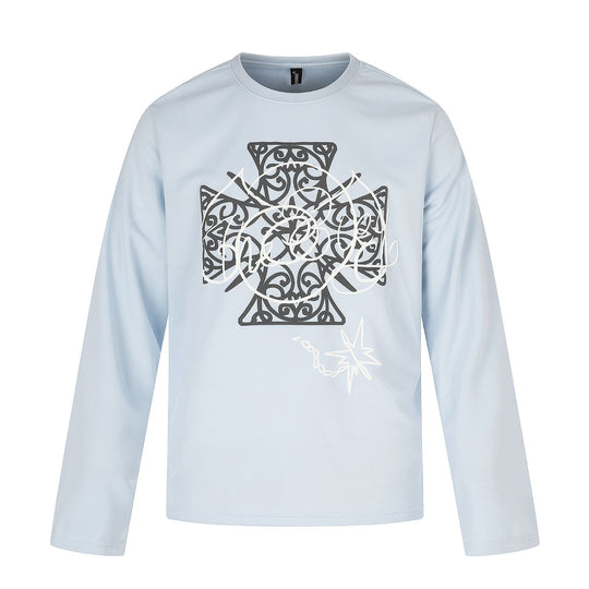 Damen Langärmliges Rundhals-Shirt mit dekorativem Print Nord Taschen