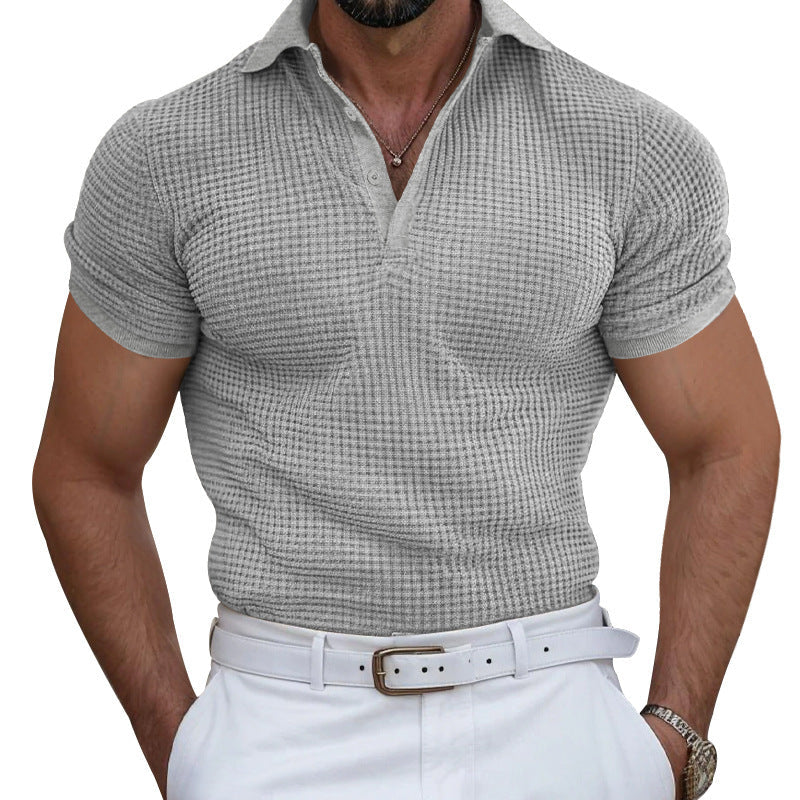 Herren nan strukturiertes Piqué-Poloshirt aus Baumwollmischung mit verstärktem Polokragen
