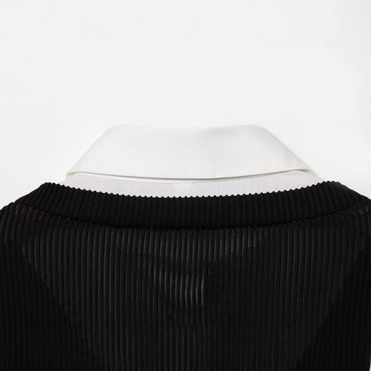 Damen Langes Hemdblusenkleid mit eingearbeiteter Strickweste Nord Taschen
