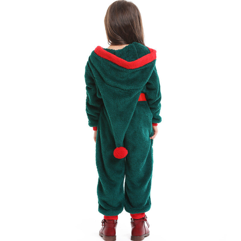 Mädchen kuscheliger Weihnachtsoverall mit Kapuze und Gürtel Nord Taschen