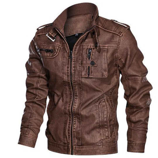 Herren Urbaner Kunstleder-Blouson mit Schulterklappen, Reißverschluss und Utility-Taschen Nord Taschen