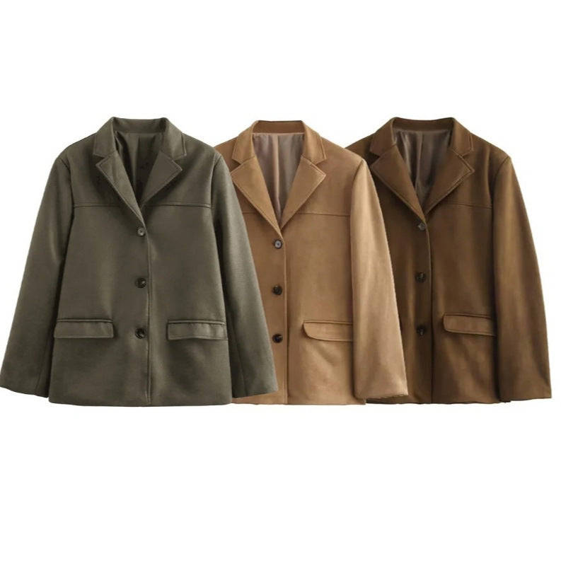 Damen 1700+ taillierter Wollmix‑Kurzblazer mit Reverskragen, durchgehender Knopfleiste und Pattentaschen Nord Taschen