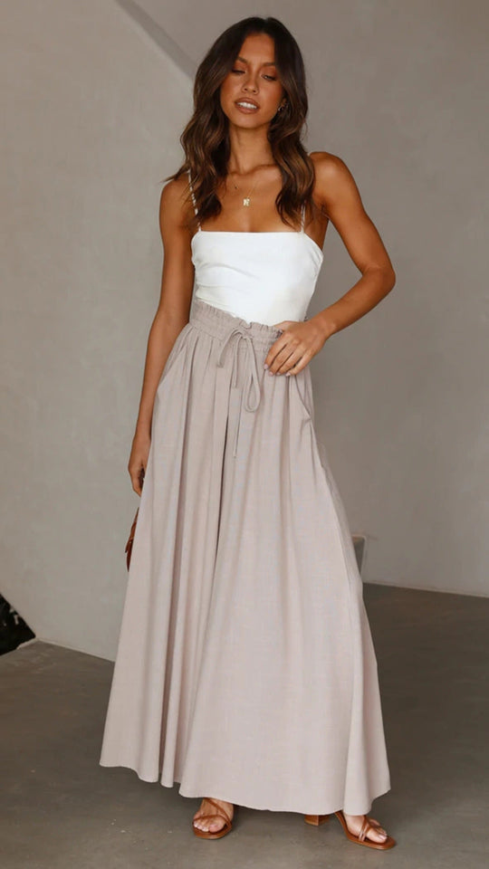 Maxi-Rock im Boho-Stil für Damen mit Kordelzugbund
