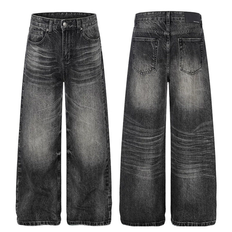 Damen Hochgeschnittene weite Palazzo-Jeans mit Used-Effekt Nord Taschen