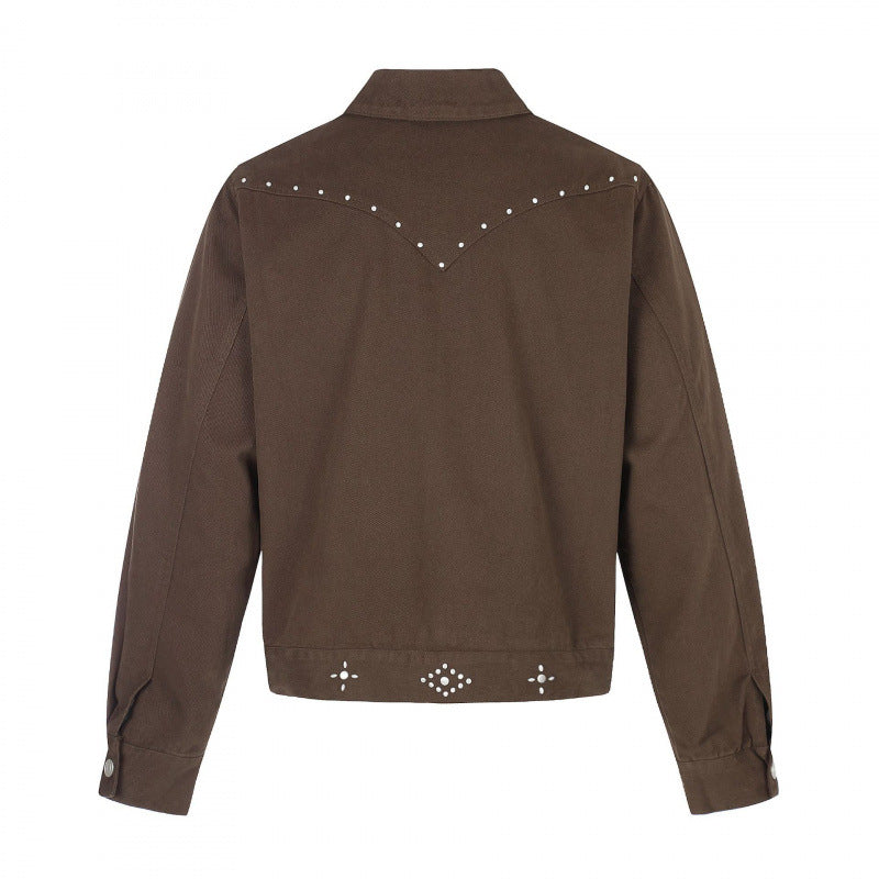 Herren Kurz geschnittene Canvas-Blousonjacke mit Nietenbesatz und Pattentaschen Nord Taschen
