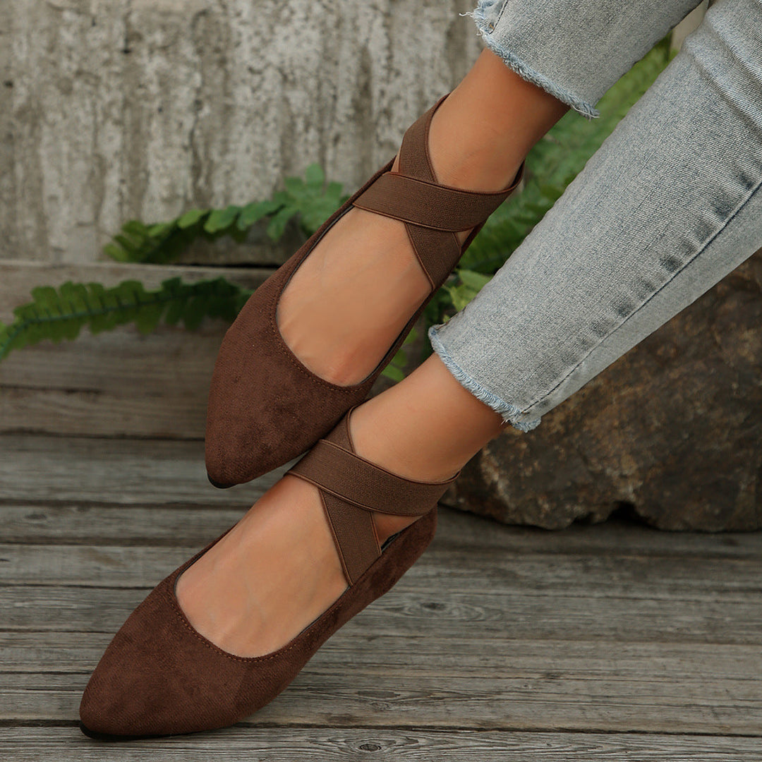 Damen elegante Ballerinas mit verstellbarem Riemchendesign