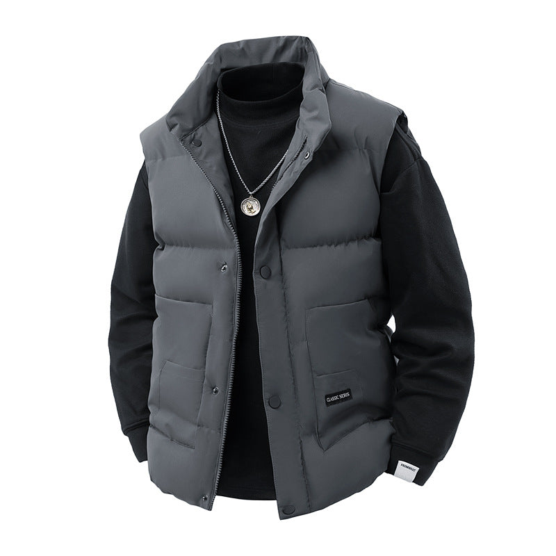 Herren Thermo‑Steppweste mit hoher Kragenblende, Druckknopf‑Front & aufgesetzten Utility‑Taschen Nord Taschen