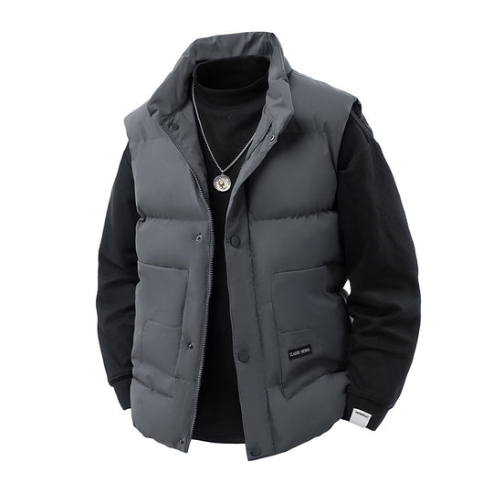 Herren Thermo‑Steppweste mit hoher Kragenblende, Druckknopf‑Front & aufgesetzten Utility‑Taschen Nord Taschen