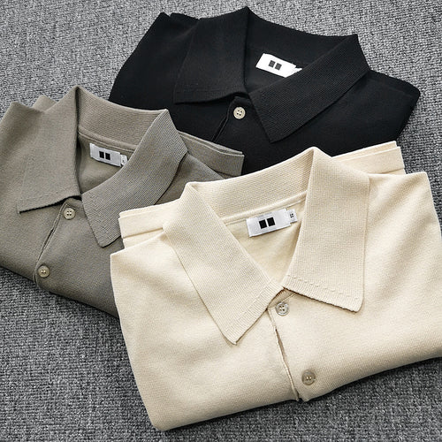 Herren Feinstrick Polohemd mit Kurzarm und feiner Knopfleiste Nord Taschen