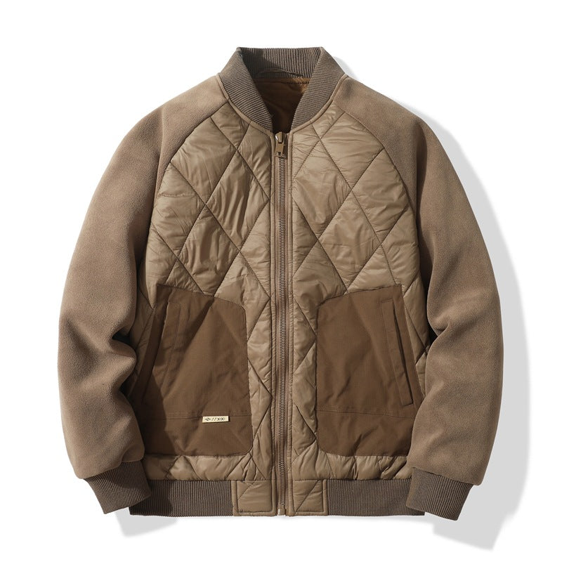 Herren Quiltgefütterte Bomberjacke mit Fleeceärmeln und Utility-Taschen Nord Taschen