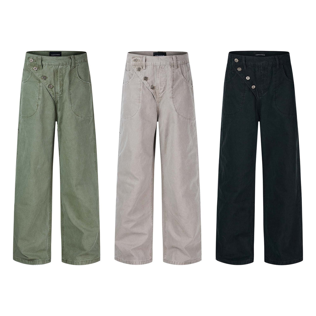 Damen High-Waist Culotte-Hose mit asymmetrischer Knopfleiste Nord Taschen