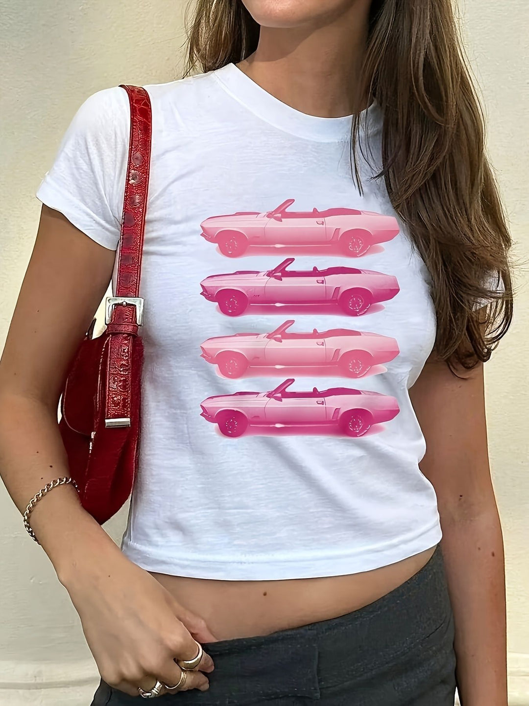 Damen Kurzarm T-Shirt mit aufgedrucktem Lippenmotiv Nord Taschen