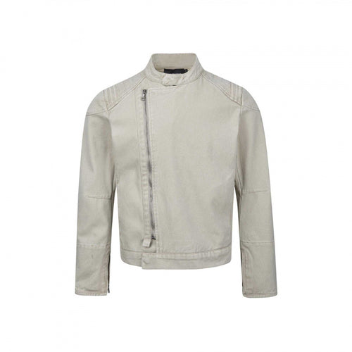 Herren Asymmetrische Kurzjacke im Biker-Stil mit Stehkragen und schrägem Metallreißverschluss Nord Taschen