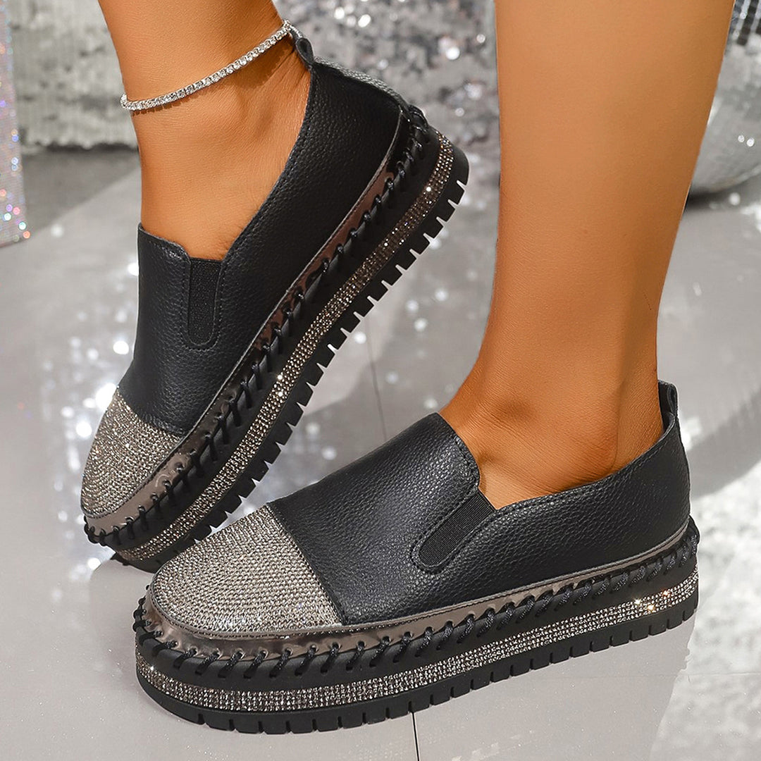 Damen nan glänzende Slip-On Plateau-Sneaker mit geflochtenem Rand und elastischem Einsatz Nord Taschen