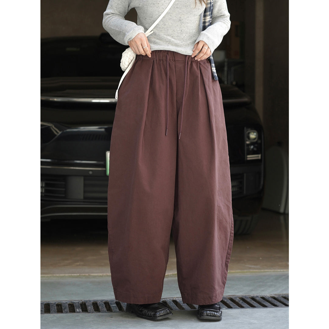 Damen Weite High‑Waist Cargo-Harem-Hose mit elastischem Bund und großen aufgesetzten Taschen Nord Taschen