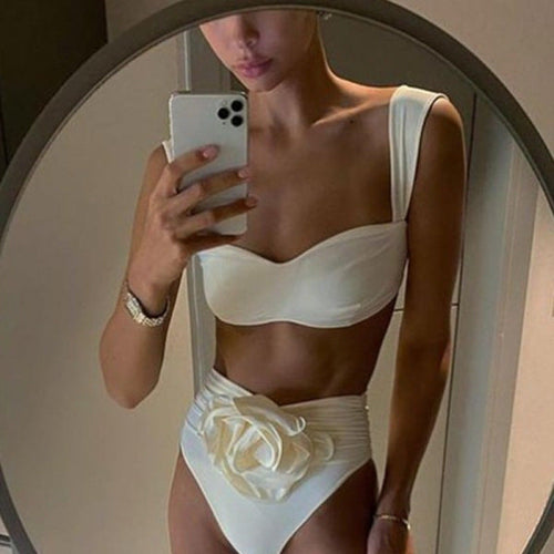 Damen Hochgeschnittener Bikini mit raffiniertem Rüschendetail Nord Taschen