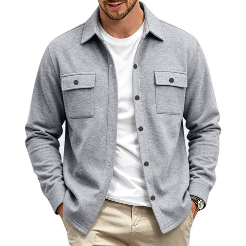 Herren Overshirt-Jacke aus Baumwollmischung mit Druckknöpfen und doppelten Brusttaschen Nord Taschen