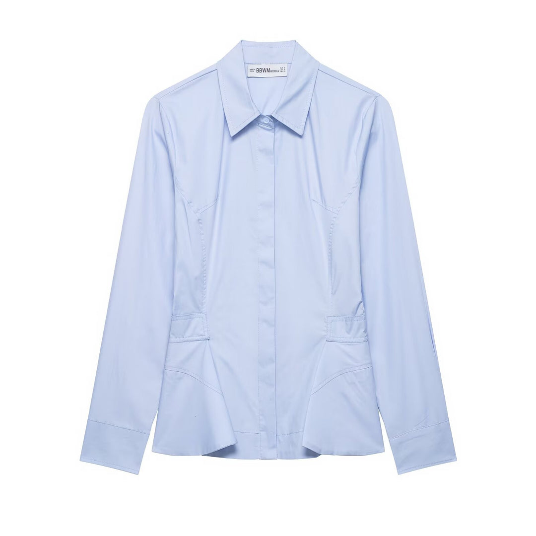 Damen Taillierter Hemdblazer mit verdeckter Knopfleiste, Eingrifftaschen und schmaler Silhouette Nord Taschen