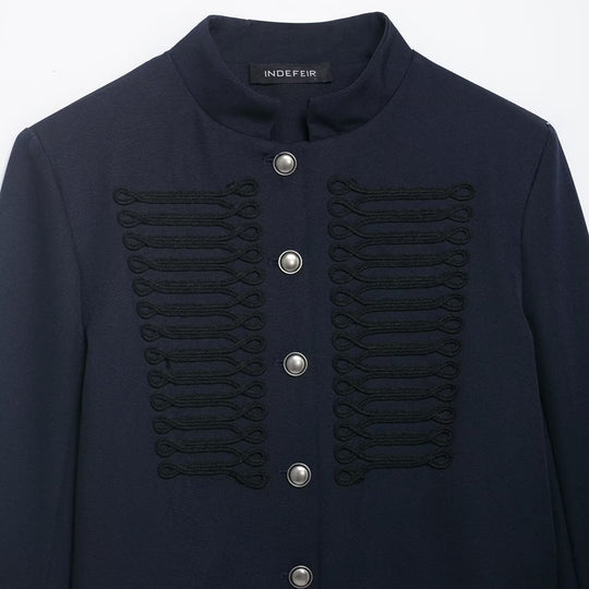 Damen Kurzer Militärinspirierter Wollmix-Blazer mit Stehkragen und Zierkordel-Detail Nord Taschen