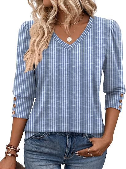 Damen Leopardenmuster V‑Neck Bluse mit 3/4-Ärmeln und geraffter Vorderpartie Nord Taschen