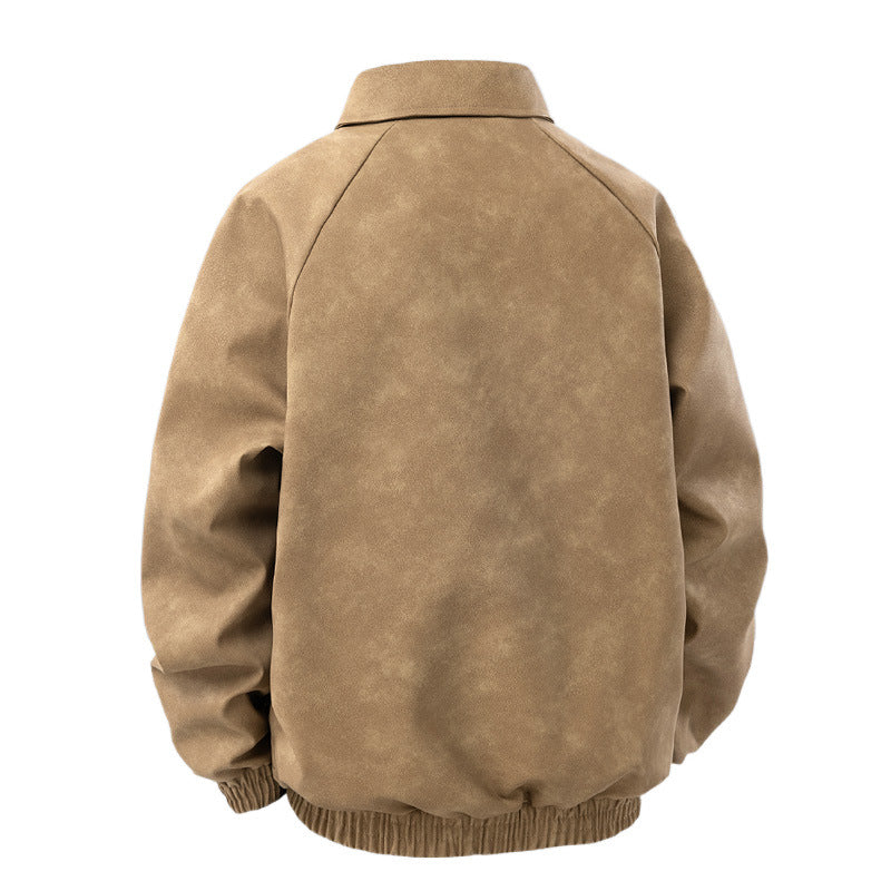 Herren Veloursleder‑Optik Blousonjacke mit Hemdkragen und elastischem Bund Nord Taschen