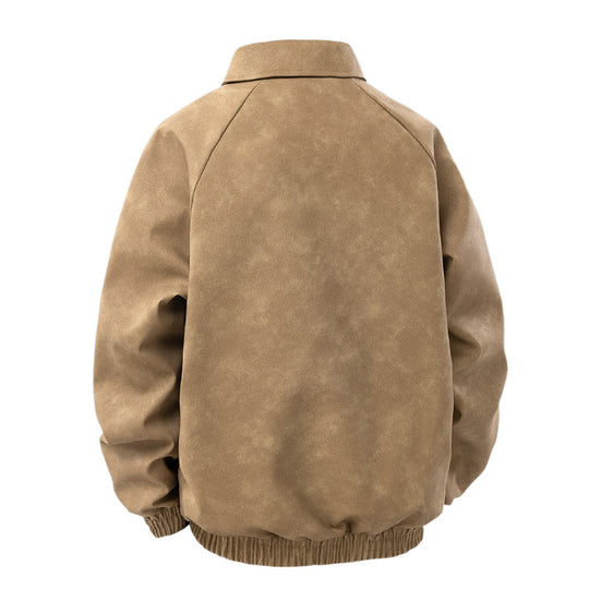 Herren Veloursleder‑Optik Blousonjacke mit Hemdkragen und elastischem Bund Nord Taschen