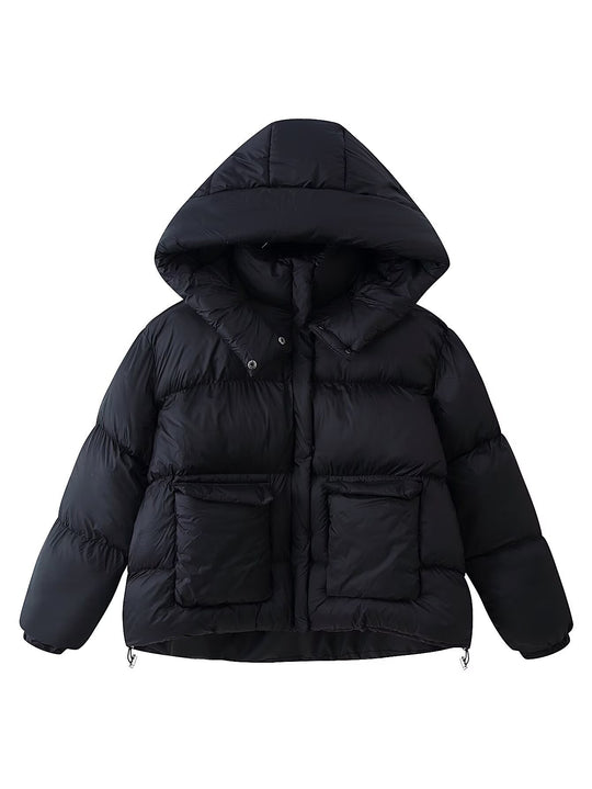 Damen Wattierte Oversize-Parka mit XXL-Kapuze und Klappentaschen Nord Taschen