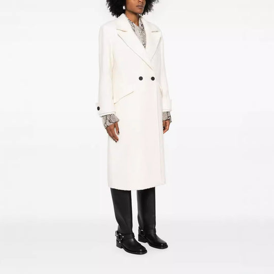 Damen Gerade geschnittener Midi-Wollmantel mit Oversize-Revers und verdeckter Knopfleiste Nord Taschen