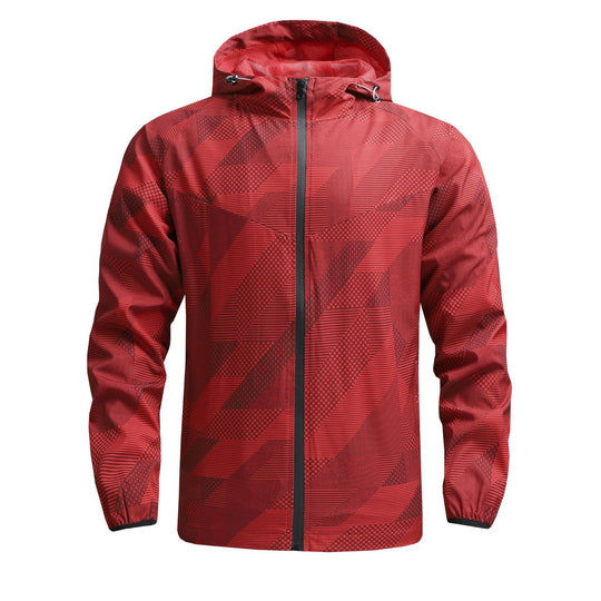 Herren Ultraleichte atmungsaktive Windjacke mit Kapuze und reflektierendem Geometrie-Print Nord Taschen