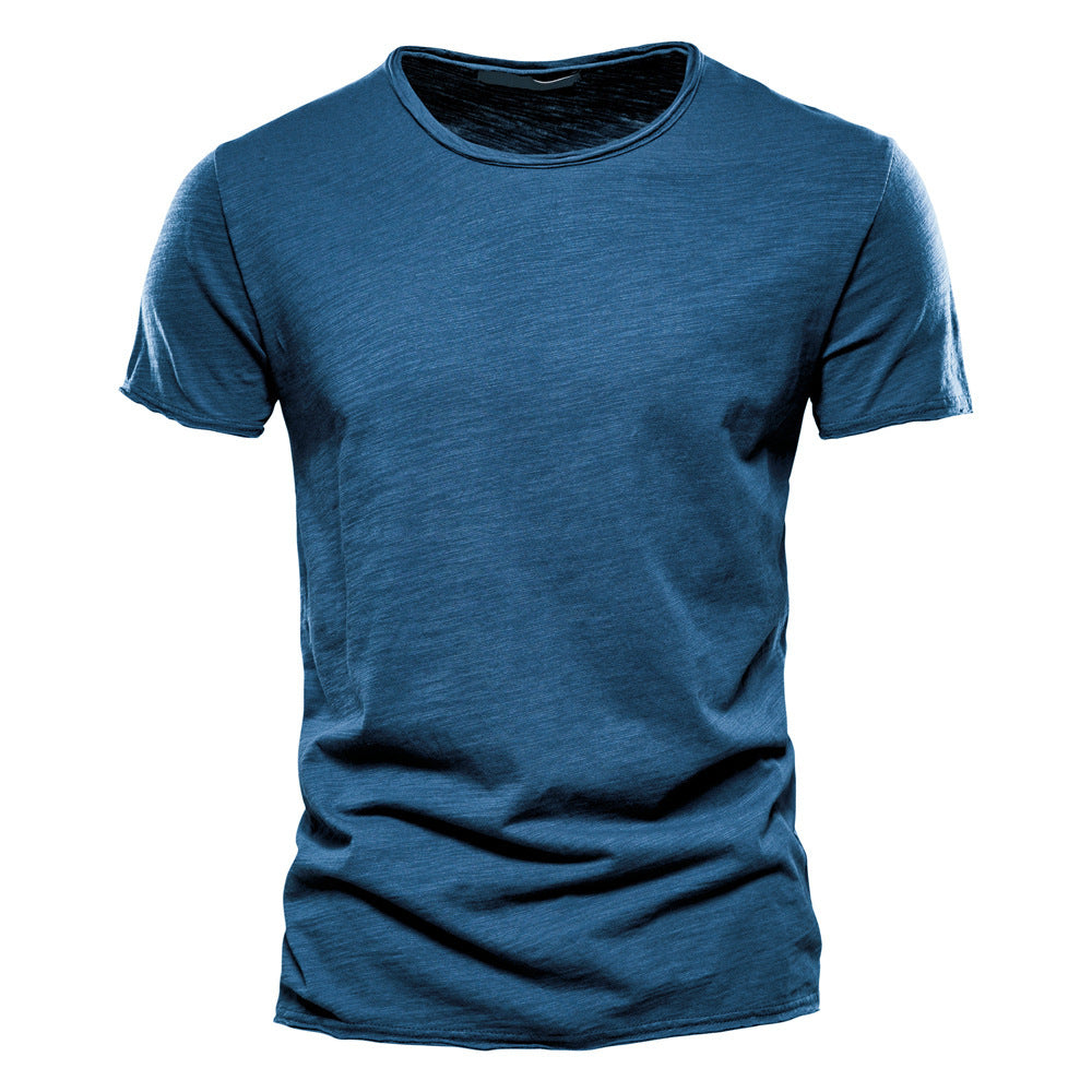 Herren nan leichtes Baumwolljersey Kurzarmshirt mit V-Ausschnitt und schmaler Passform