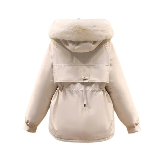 Damen nan Thermo-Parka mit Kapuze, voluminösem Kunstpelzkragen, Tunnelzugtaillierung und Multifunktions-Taschen Nord Taschen