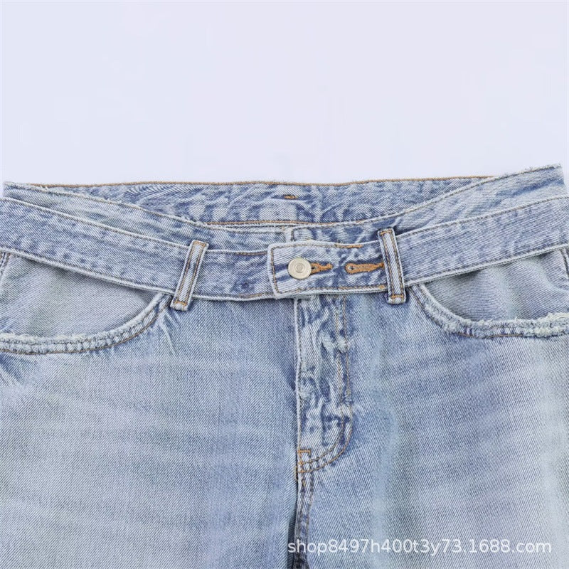 Damen Weite High‑Waist‑Jeans mit seitlichen Schlitzeinsätzen und Rockeffekt Nord Taschen