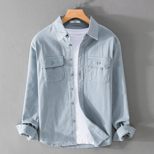 Herren Leichtes Baumwoll-Twill-Overshirt mit Brustklappen und Relaxed-Fit Nord Taschen