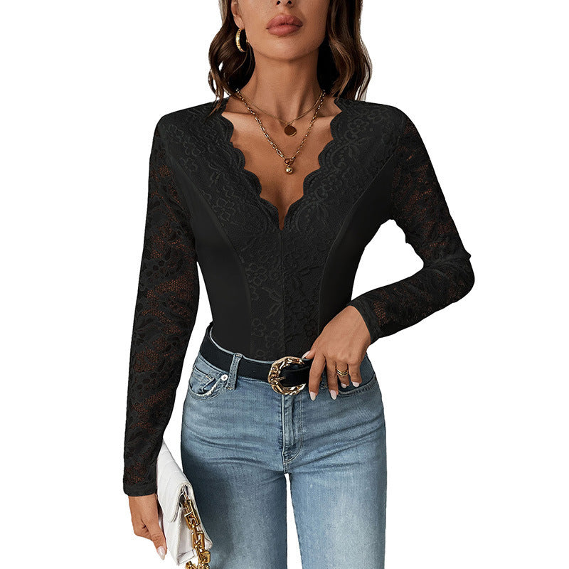 Damen Eleganter Spitzen-Bodysuit Nord Taschen
