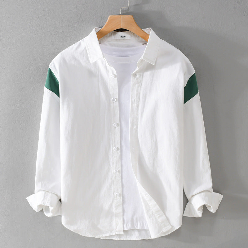 Herren Leichtes Baumwoll-Layering-Hemd mit Kontrastschulterpaneel und innenliegendem T-Shirt Nord Taschen