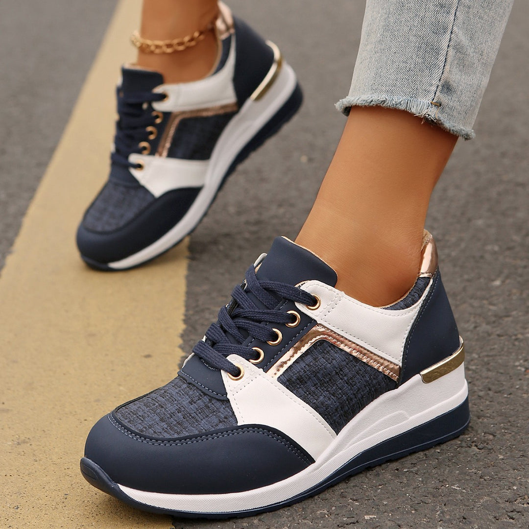 Damen  modische Plateau-Sneaker mit gepolstertem Memory-Fußbett und strukturierter Textil-Kombination Nord Taschen
