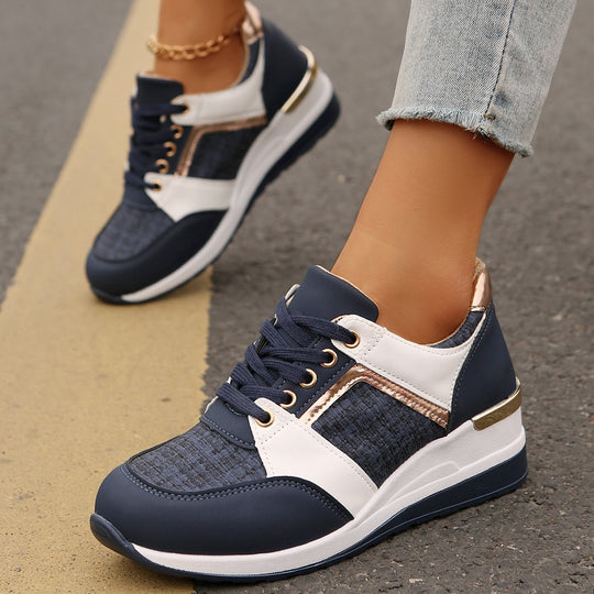 Damen  modische Plateau-Sneaker mit gepolstertem Memory-Fußbett und strukturierter Textil-Kombination Nord Taschen