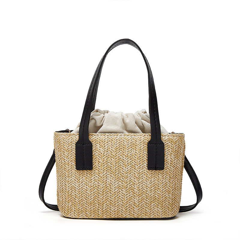 Damen trendige Strohhandtasche mit verstellbarem Zugverschluss Nord Taschen
