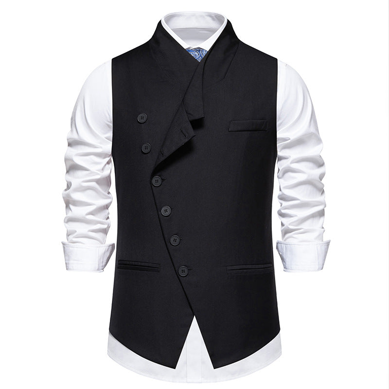 Herren asymmetrische doppelreihige Anzugweste mit schräger Knopfleiste und taillierter Silhouette Nord Taschen