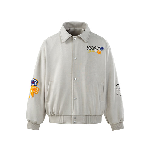 Unisex Boxy‑Blousonjacke mit gestickten Blumenpatches und elastischem Saum Nord Taschen