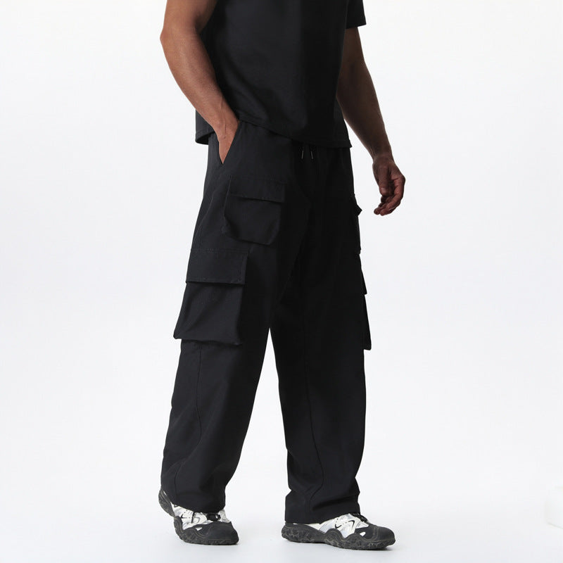 Herren Baggy-Cargohose im Multi-Taschen Utility-Style mit Kordelbund Nord Taschen