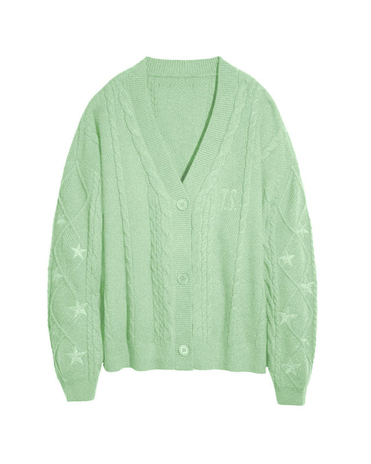 Damen Strickcardigan mit Zopfstrick, Stern‑Stickerei und Glanzfäden Nord Taschen