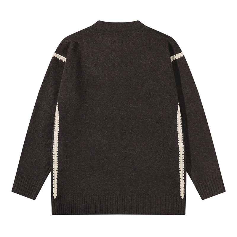 Unisex Oversize Feinstrick-Pullover mit Rundhalsausschnitt und Rippenbündchen Nord Taschen