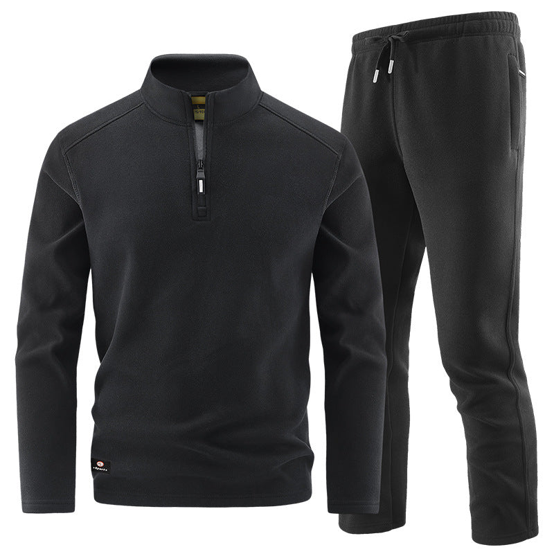 Herren Fleece-Trainingsset mit Stehkragen und Elastikbund Nord Taschen