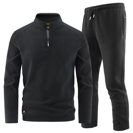 Herren Fleece-Trainingsset mit Stehkragen und Elastikbund Nord Taschen