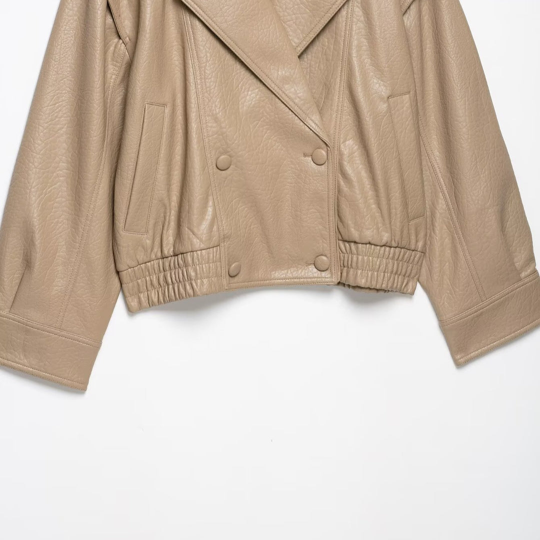 Damen Kurz geschnittene Kunstlederjacke im Oversized-Trenchstil Nord Taschen
